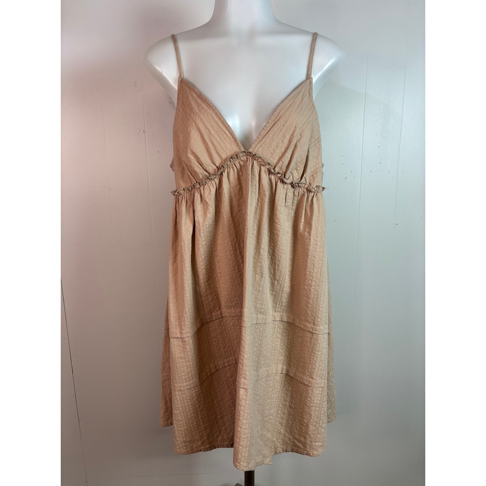 Wild Fable Cami Mini Dress Large Beige Handkerchief Hem V-Neck Sleeveless Women